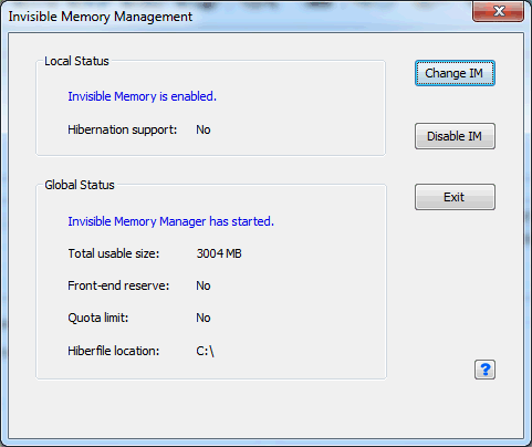 Screenshot of configuring "Invisible Memory Management" in step 2