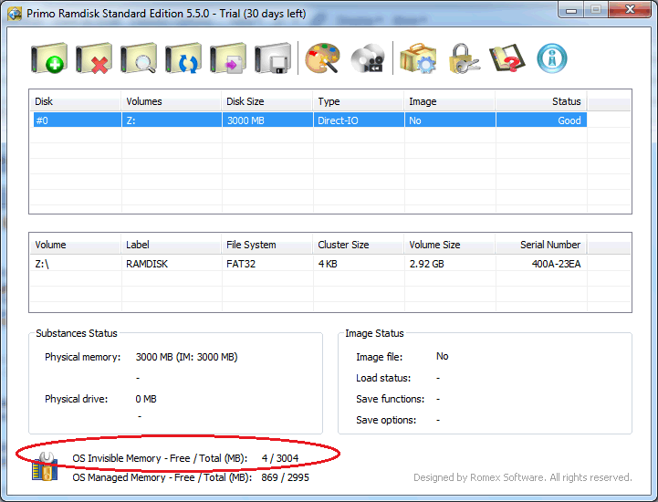 Screenshot of defining a new RAMDISK in step 5