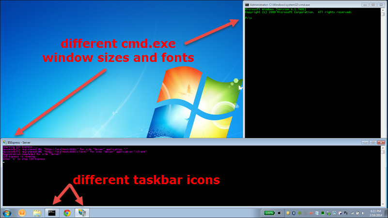 Screenshot of the iisexpress.exe open in a custom window